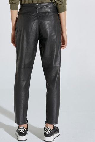 Pantalon en cuir d'agneau taille haute - Noir - IKKS