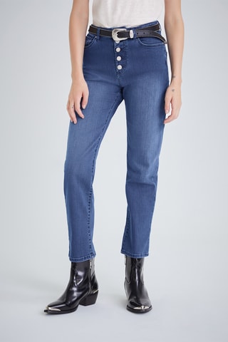 Jean droit 7/8 taille haute - Bleu marine - IKKS