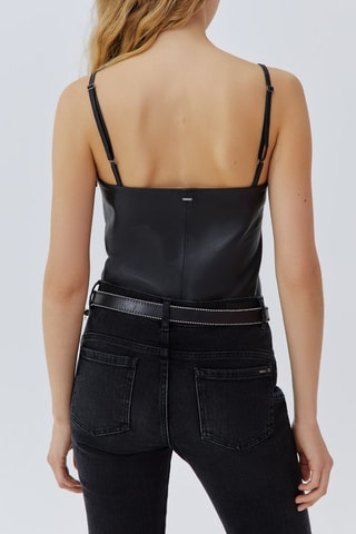 Top en cuir d'agneau - Noir - IKKS