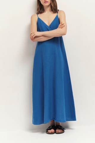 Robe longue en lin - Bleu - One Step