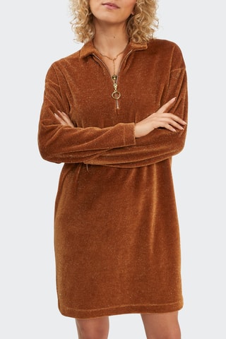 Robe sweat en velours - Camel - I.Code