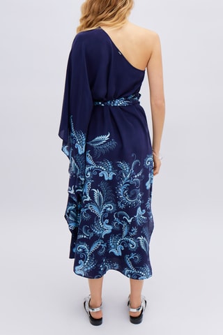 Robe asymétrique en soie - Bleu - IKKS