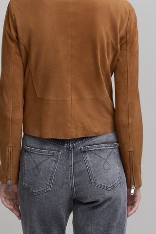 Blouson en cuir de chèvre - Marron - IKKS