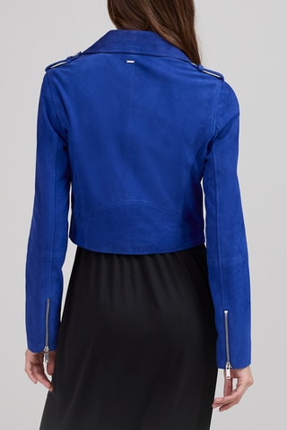 Blouson en cuir de chèvre - Bleu cobalt - IKKS