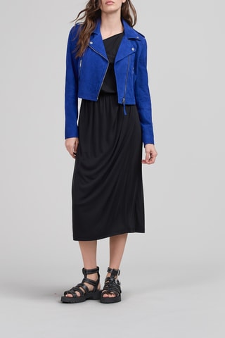 Blouson en cuir de chèvre - Bleu cobalt - IKKS