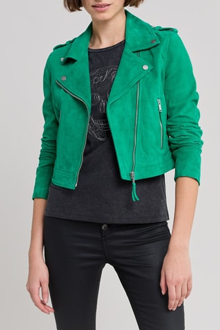 Blouson en cuir de chèvre - Vert - IKKS