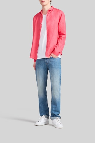 Chemise slim en lin - Rose - IKKS