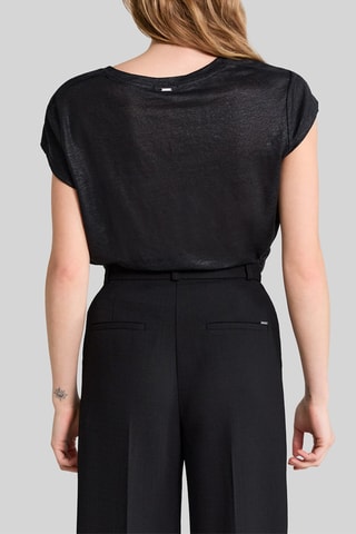 T-shirt droit en lin - Noir - IKKS