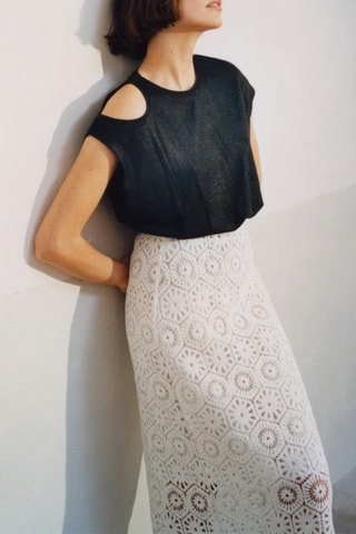 T-shirt droit en lin - Noir - IKKS