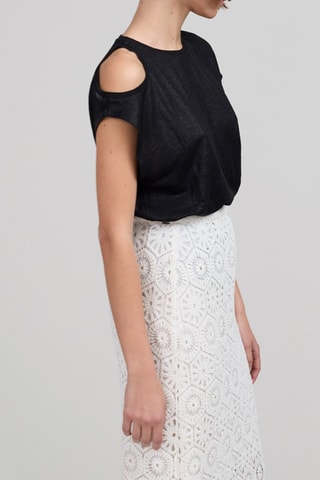 T-shirt droit en lin - Noir - IKKS