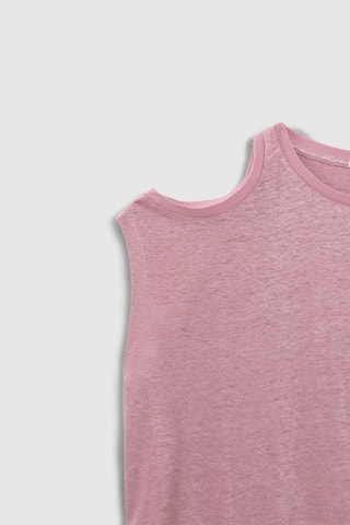 T-shirt droit en lin - Rose - IKKS