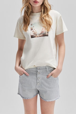 T-shirt loose en coton biologique - Blanc cassé - IKKS