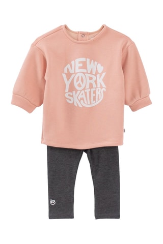 Robe sweat et legging - Rose et gris foncé chiné - IKKS Junior