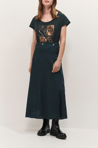 Jupe portefeuille taille haute - Vert foncé  - One Step