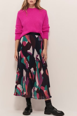 Jupe plissée - Bleu marine et vert foncé