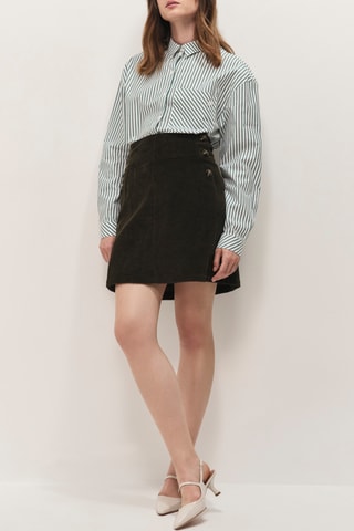 Jupe droite en velours - Kaki