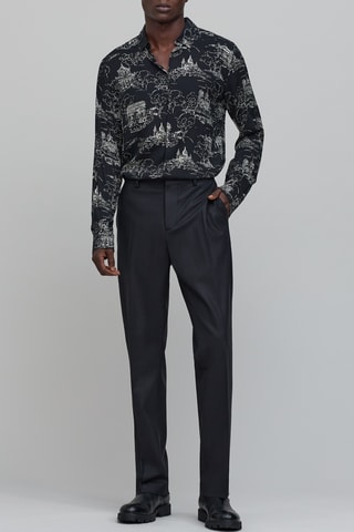 Pantalon de costume slim en laine - Noir