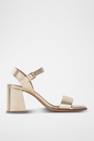 Sandales à talons en cuir - Doré