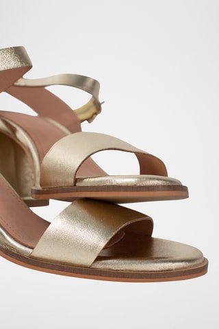 Sandales à talons en cuir - Doré
