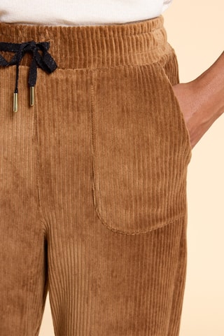 Jogging taille haute en velours - Camel