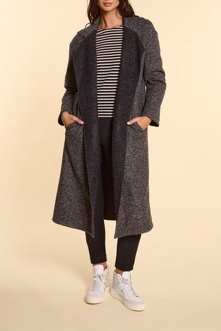 Manteau réversible en laine - Gris chiné