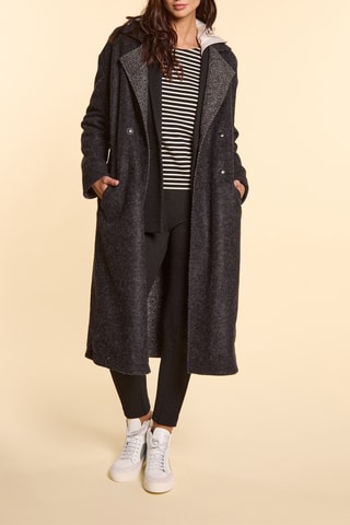 Manteau réversible en laine - Gris chiné