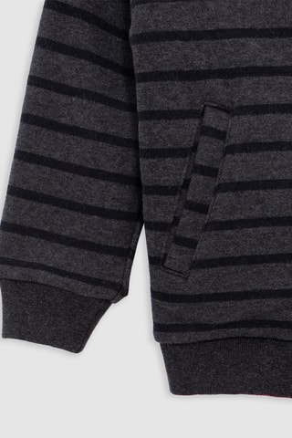 Sweat réversible à capuche - Bordeaux chiné et noir