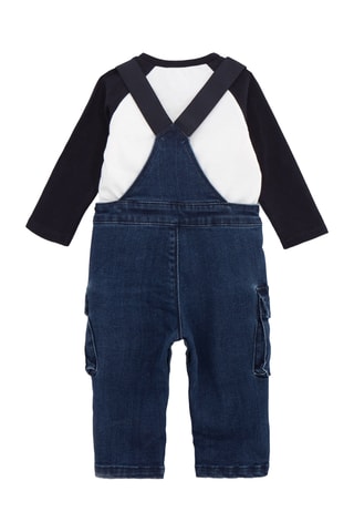 T-shirt et salopette en jean - Blanc et bleu marine