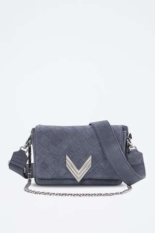 Sac porté épaule en cuir de veau - Bleu pétrole