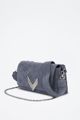 Sac porté épaule en cuir de veau - Bleu pétrole