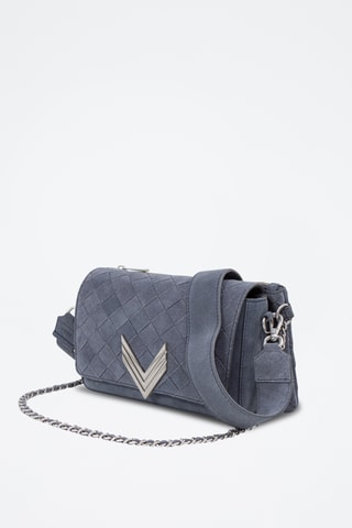 Sac porté épaule en cuir de veau - Bleu pétrole