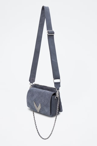 Sac porté épaule en cuir de veau - Bleu pétrole