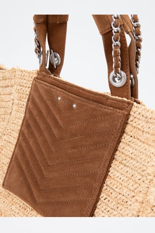 Cabas en cuir de veau nubuck - Beige