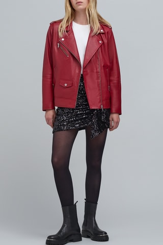 Veste en cuir - Rouge