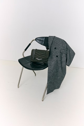 Sac porté épaule en cuir d’agneau - Kaki