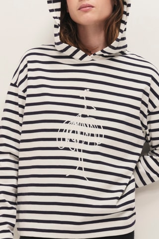 T-shirt à capuche en coton biologique - Noir et blanc