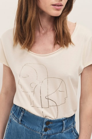 T-shirt en coton biologique - Ecru et gris