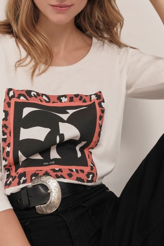 T-shirt en coton biologique - Ecru et noir