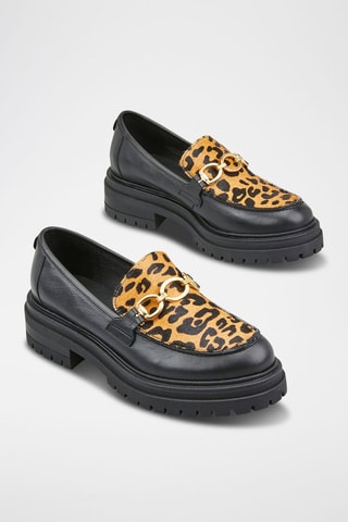 Lakleren Mocassins met Sleehak Valomi - Zwart