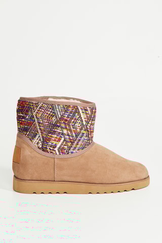 Gevoerde Nubuck Enkellaarzen Corail - Taupe