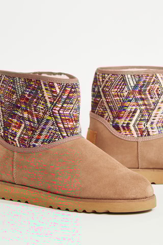 Gevoerde Nubuck Enkellaarzen Corail - Taupe