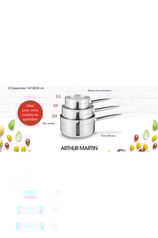 3 casseroles en acier inoxydable - 14/18/20 cm
