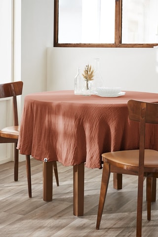 Nappe ronde en coton 125 g/m² Gaïa - Terracotta - 180 cm
