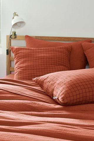 Taie d'oreiller Gaïa Mix - Terracotta