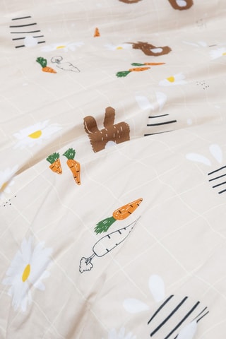 Parure de couette en coton 57 fils/cm² Pompon - Rose pâle et marron