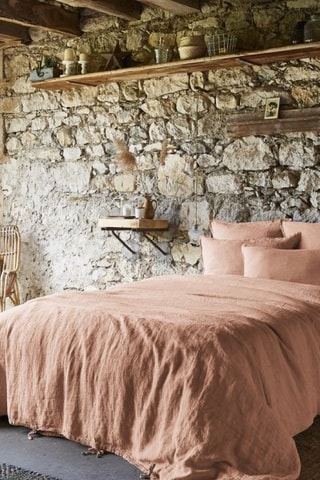 Housse de couette en lin Soline - Vieux rose