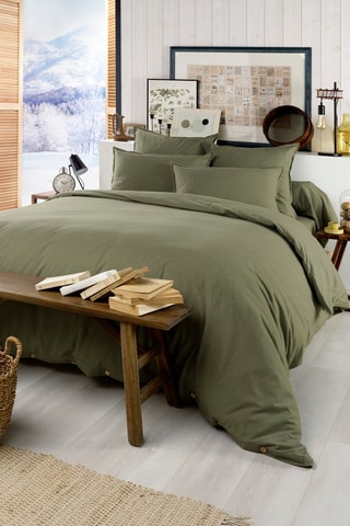 Housse de couette en flanelle de coton Candice - Romarin