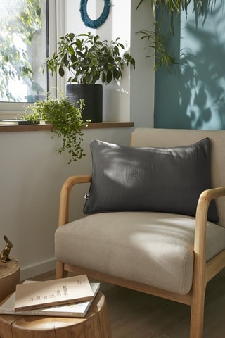 Coussin en gaze de coton Gaïa - Anthracite - 40 x 60 cm