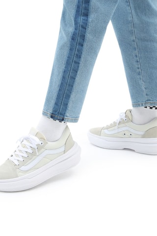 Baskets plateformes en cuir UA Old Skool Overt CC - Beige et blanc