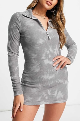 Robe fourreau polaire tie and dye Glacier - Gris